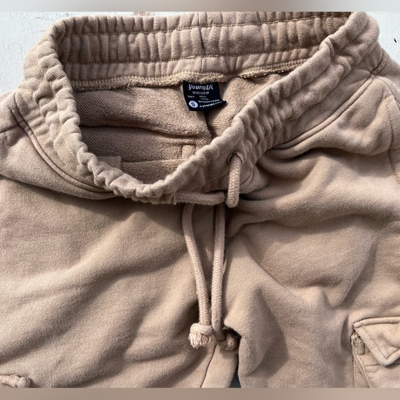 Men's YoungLA Joggers Beige Cargo Solid S City Street Gym Casual Athleisure - Picture 5 of 12